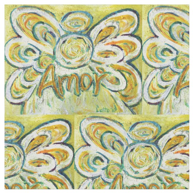 Amor Word Angel Fabric Art Material (Close Up)
