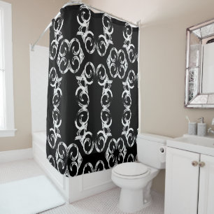 Amora 5 Black and White Shower Curtain