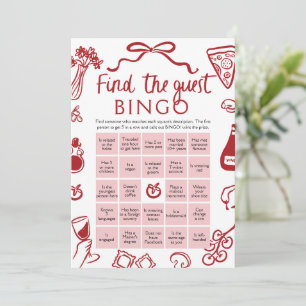 Amore Find the Guest Bingo Bridal Shower Game Invitation