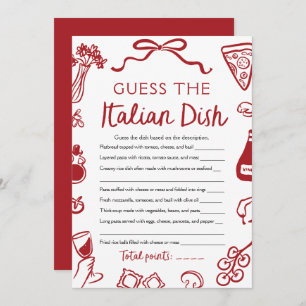 Amore Guess The Italian Dish Bridal Shower Game Invitation