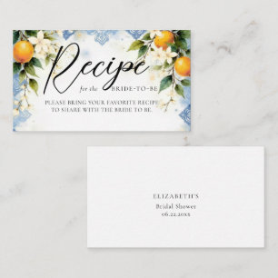 Amore Italian Lemon Bridal Shower Bring Recipe Enclosure Card