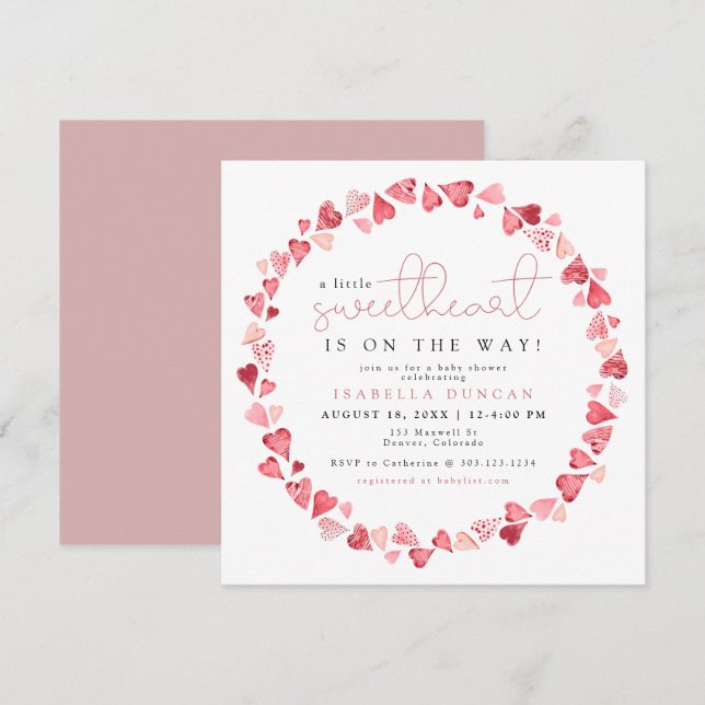AMORE Little Sweetheart Valentine Day Baby Shower Invitation (Front/Back)