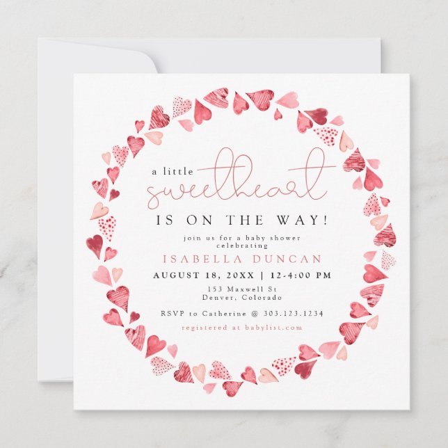 AMORE Little Sweetheart Valentine Day Baby Shower Invitation (Front)