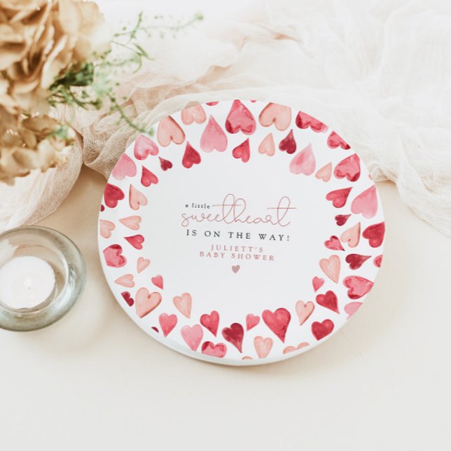 AMORE Little Sweetheart Valentine Day Baby Shower Paper Plate (Creator Uploaded)