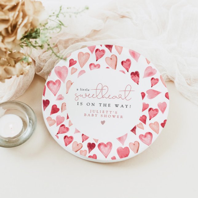 AMORE Little Sweetheart Valentine Day Baby Shower Paper Plate (Creator Uploaded)