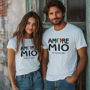 Amore Mio Couples Italian Flag Heart White T-Shirt