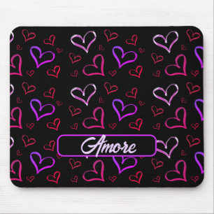 Amore Red And Purple Hearts Mouse Mat