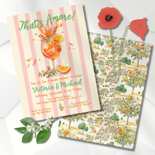 Amore Spritz Orange Bridal Shower Toile Invitation