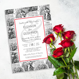 Amore Wedding Cupid Vintage Toile de Jouy Invitation