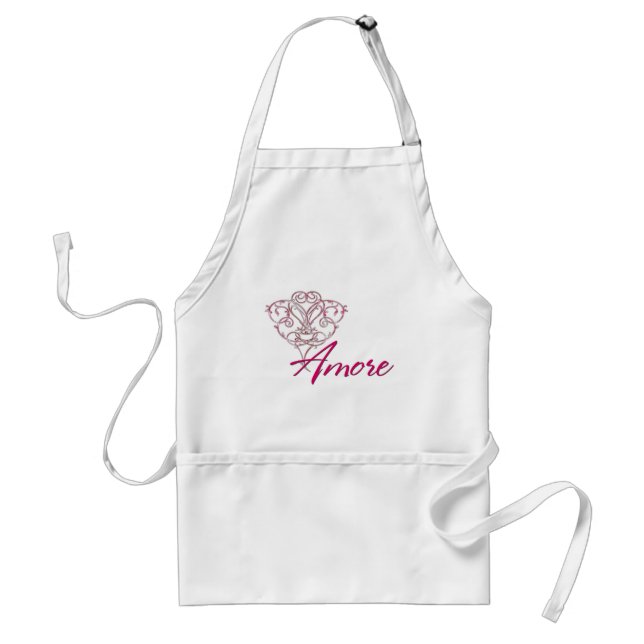 Amore with Scrolled Heart Design 1 Apron (Front)