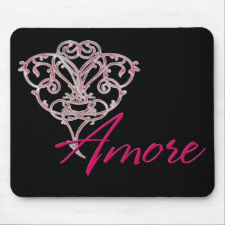 Amore with Scrolled Heart Design 1 Mousepad