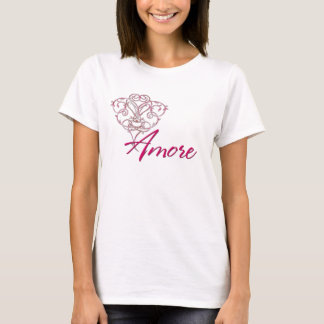 Amore with Scrolled Heart Design 1 - T-Shirt