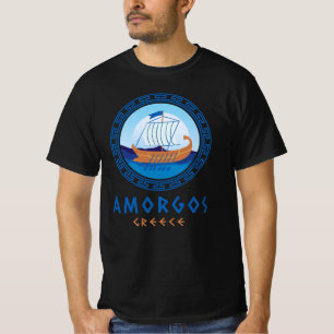 Amorgos, Greece Greek Ship Design Men's T-Shirt