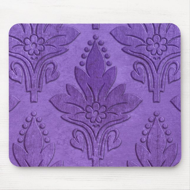 AMOROSO DAMASK: AGED PARCHMENT in PURPLE Mouse Mat (Front)