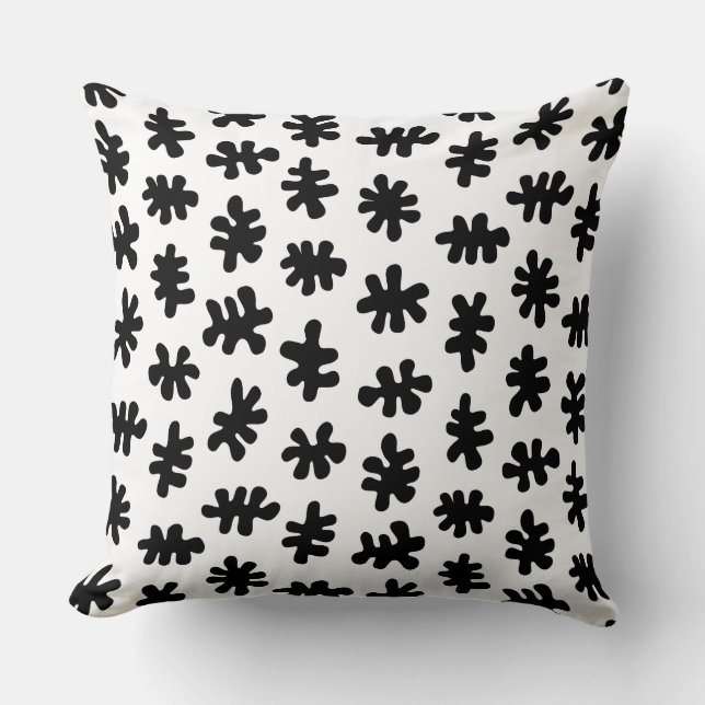 Amorphic Shapes 120322 - Black on White Cushion (Front)