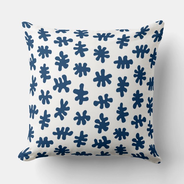 Amorphic Shapes 120322 - Indigo Blue on White Cushion (Front)
