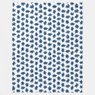 Amorphic Shapes 120322 - Indigo Blue on White Fleece Blanket