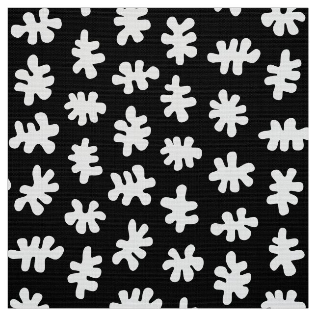 Amorphic Shapes 120322 - White on Black Fabric (Swatch)