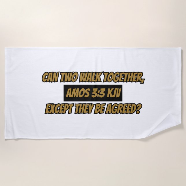 Amos 3:3 KJV Bible Verse Scripture Beach Towel (Front)