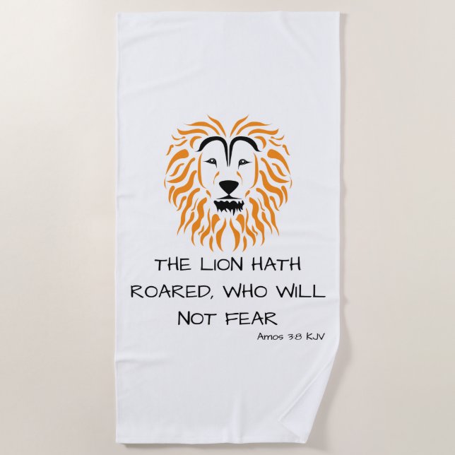 Amos 3:8 KJV Bible Scripture Verse Beach Towel (Front)