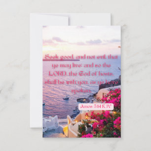 Amos 5:14 KJV Bible Verse Pic Flat Greeting Card
