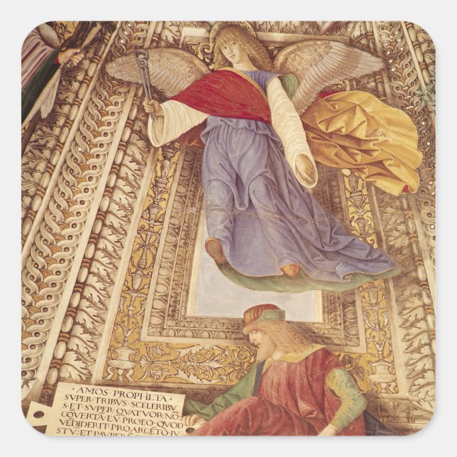 Amos and Angel holding pincers of the Passion Square Sticker (Front)