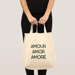 Amour Amor Amore – Love Typography Text Romantic Tote Bag