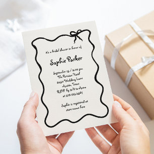 Amour Illustrated French Bow Bridal Shower Invitation
