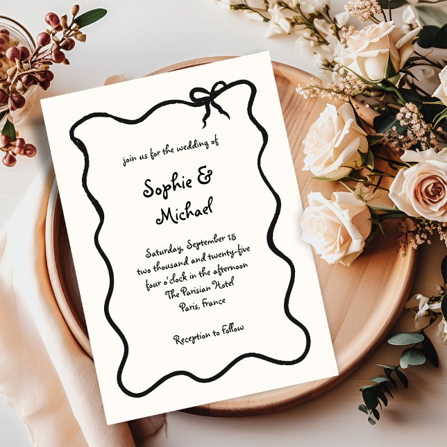 Amour | Illustrated French Bow Wedding Invitation (Creator Uploaded)