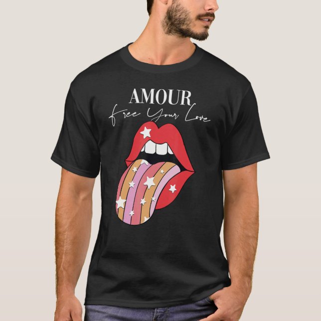 Amour lipstick Motivational Inspirational Slogan Q T-Shirt (Front)