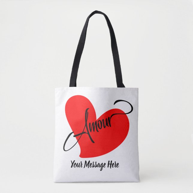 Amour (Love In French) (Personalised Message) Tote Bag (Front)