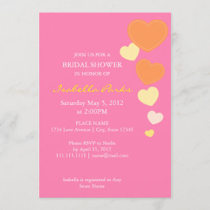Amour Pink & Orange Bridal Shower Invitation 5 x 7