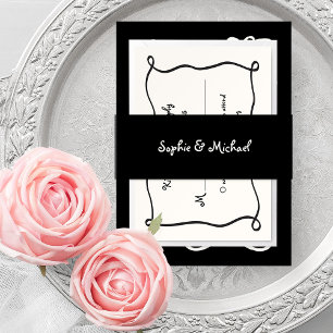 Amour Vintage French Handwritten Script Wedding Invitation Belly Band