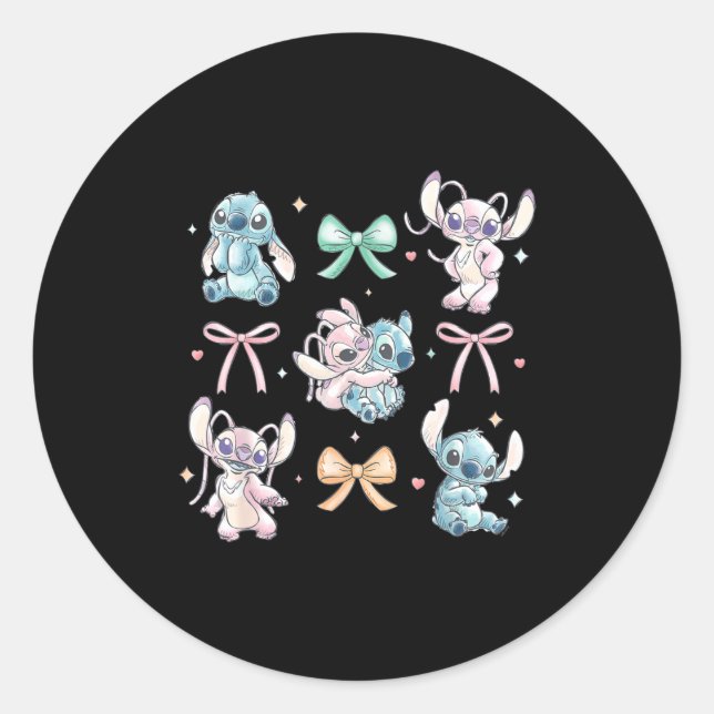 &amp; Angel Coquette Style Bows Valentine's Day  Classic Round Sticker (Front)