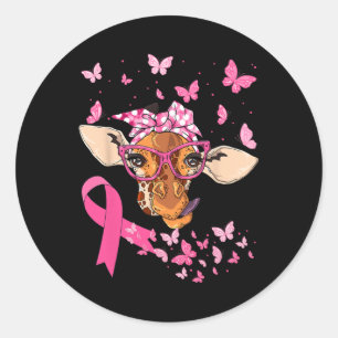 &amp; Bandanna Pink Ribbon Breast Cancer Awareness Classic Round Sticker