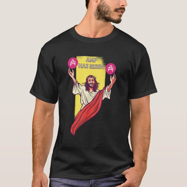 Amp Crypto Has Risen  Cryptocurrency Jesus T-Shirt (Front)