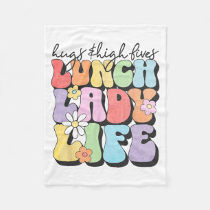 & High Fives Lunch Lady Vibes School Appreciat Fleece Blanket