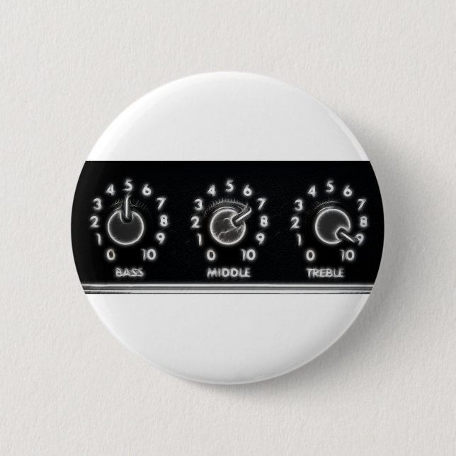 Amp switches 6 cm round badge (Front)