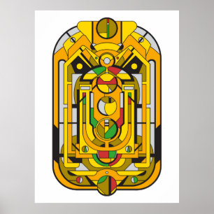 Ampel - Yellow Cyberpunk Geometric Abstract Poster