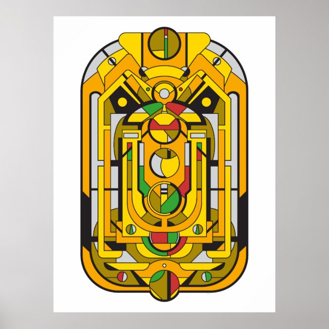 Ampel - Yellow Cyberpunk Geometric Abstract Poster (Front)