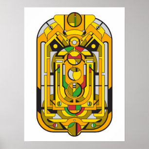 Ampel - Yellow Cyberpunk Geometric Abstract Poster