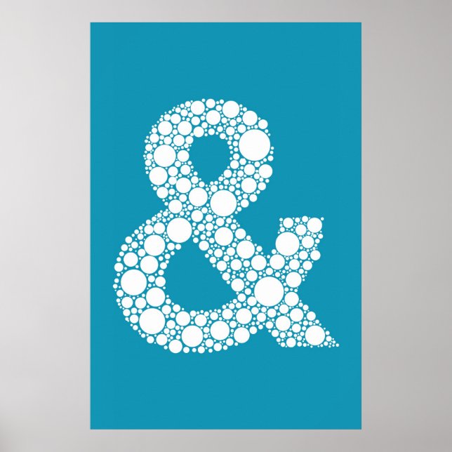 Ampersand (and symbol) Blue Bubble Type Poster (Front)