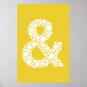 Ampersand (and symbol) Poster. Grey text on Yellow Poster