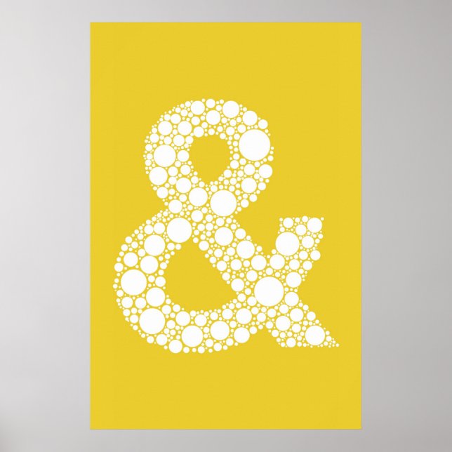 Ampersand (and symbol) Poster. Grey text on Yellow Poster (Front)