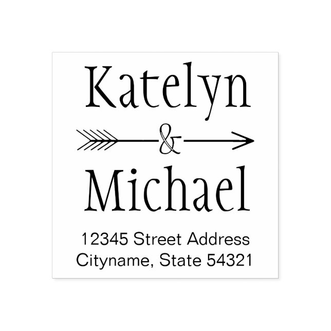 Ampersand Arrow Wedding Monogram Return Address Rubber Stamp (Imprint)