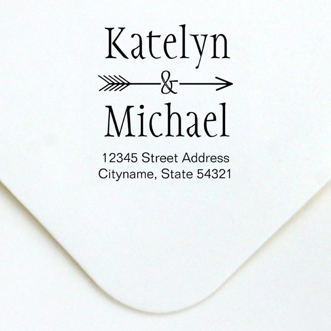 Ampersand Arrow Wedding Monogram Return Address Self-inking Stamp (Creator Uploaded)