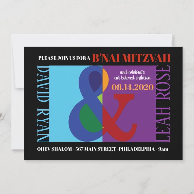 AMPERSAND B'NAI MITZVAH Bar Bat Mitzvah Invitation (Front)