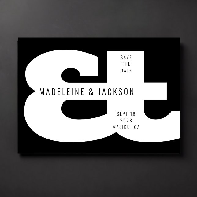 Ampersand Bold Typography Black Save the Date Invitation (Creator Uploaded)