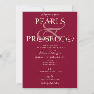 Ampersand Burgundy Pearls & Prosecco Bridal Shower Invitation