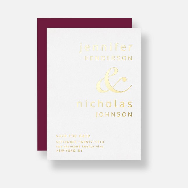 Ampersand Burgundy Wedding Save The Date Gold (Ampersand Burgundy Wedding Save The Date Gold Foil Invitation)